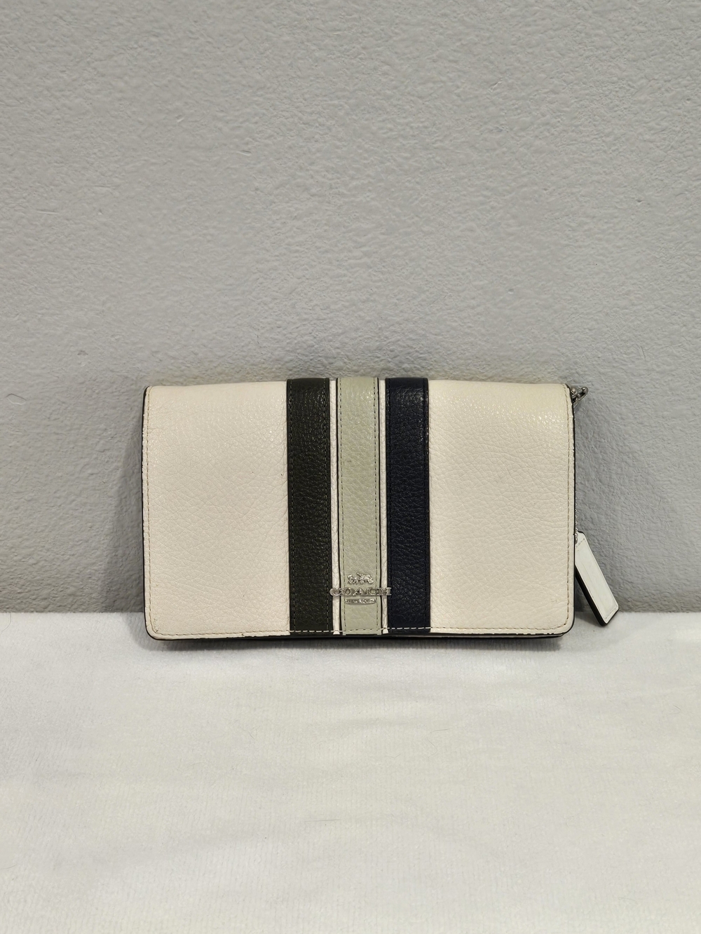 Coach Anna Fold Over Clutch Crossbody with Racing Stripe - Picture 2 of 16